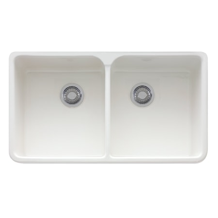 Franke Manor House Dbl Bowl Apron Front Fireclay - White MHK720-35WH